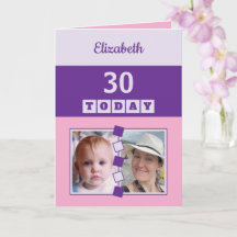 30 hoje Qualquer Idade 2 foto rosa roxo aniversári