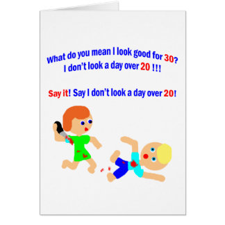 Cartão 30 não um dia sobre 20