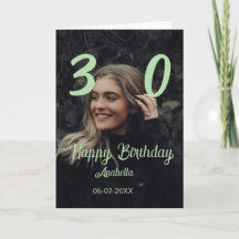 30th birthday add name date year green pastel bold