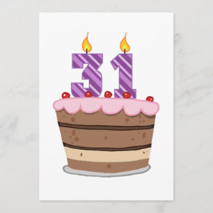 Cartão 31 anos de idade no Bolo de Aniversário