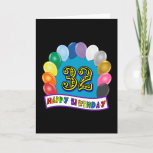 Cartão 32º aniversário dos balões