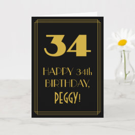 Cartão 34º Aniversário – Visual Inspirado no Art Déco "34