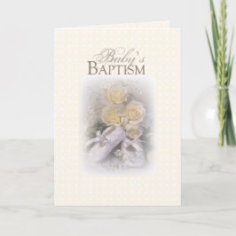 Cartão 3429 Calçados de batismo de bebês Rosas amarelas