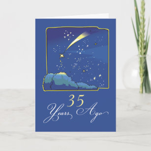 Cartão 35º Aniversário da Adoção com Estrelas e Céu Notur