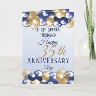 Cartão 35º aniversário do casamento Marinho do marido Dou