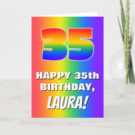 Cartão 35th Birthday: Colorful, Fun Rainbow Pattern # 35