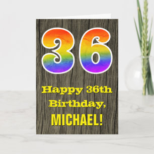 Cartão 36º aniversário: Rustic Faux Wood Look, "36"