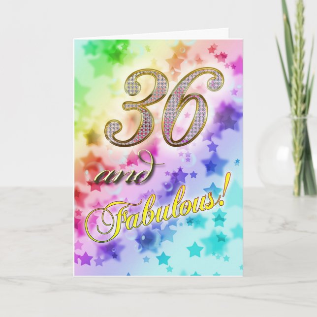 Cartão 36.º aniversário para alguém Fabuloso (Frente)