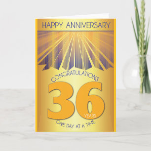 Cartão 36 Anos de Aniversário de Sobriedade Golden Ray