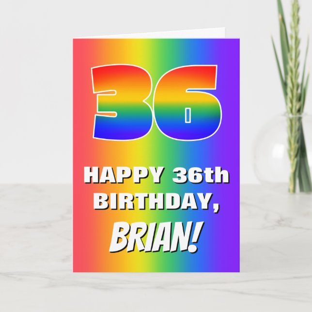 Cartão 36th Birthday: Colorful, Fun Rainbow Pattern # 36 (Frente)