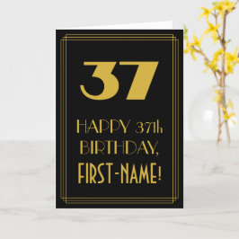 Cartão 37.º aniversário - Art Deco Inspirou "37" & Nome