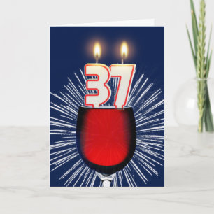 Cartão 37.o aniversário com vinho e velas