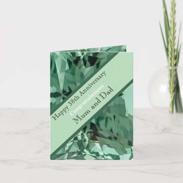 Cartão 38º aniversário do casamento Green Beryl (Frente)