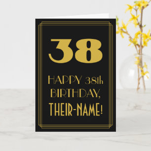 Cartão 38º Aniversário – Visual Inspirado em Art Deco "38