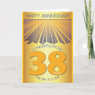 Cartão 38 Anos de Aniversário de Abstinência Golden Ray