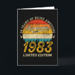 Cartão 38 anos de idade aniversário 1983 incrível desde o<br><div class="desc">Design de aniversário Para qualquer um que seja o horóscopo,  diga difícil e entubado,  mas vale totalmente a pena.Vista com orgulho no trabalho,  academia perfeita para combinar com shorts,  leggings ou jeans para uma aparência casual,  mas tendenciosa</div>