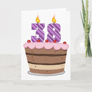 Cartão 38 anos de idade no Bolo de Aniversário