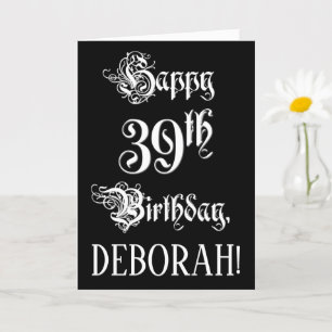 Cartão 39.o Aniversário: Rico, Script Elegante + Nome Pe