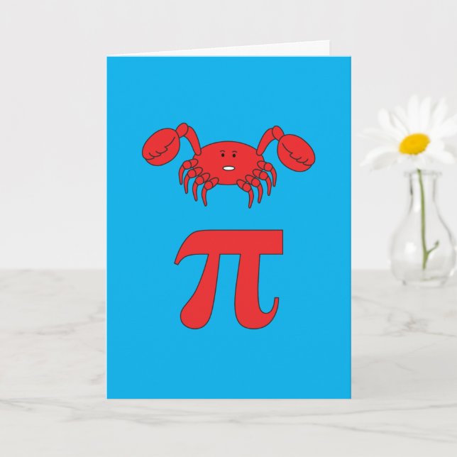Cartão 3.14 Piada De Matemática Engraçada Pie Pun Crab (Planta pequena)
