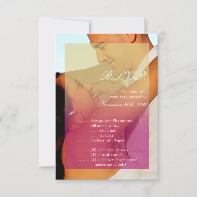 Cartão 3,5x5 de R.S.V.P. com Foto de Tom Rosa Crep (Frente)