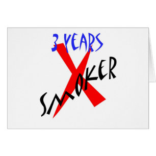 Cartão 3 anos de X-fumador do vermelho