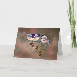 Cartão 3 CHICKADEES & PINE CONES por SHARON SHARPE