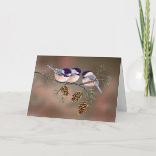 Cartão 3 CHICKADEES & PINE CONES por SHARON SHARPE