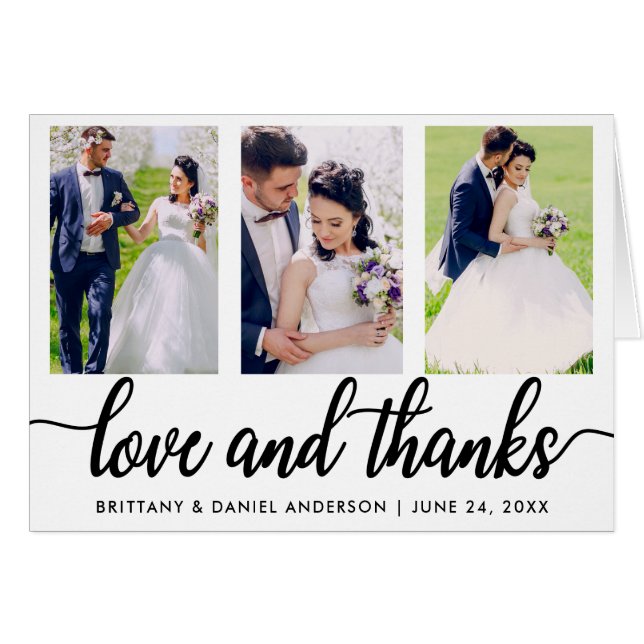 Cartão 3 Foto: Amor de Casamento e Obrigados Dobrados (Frente Horizontal)