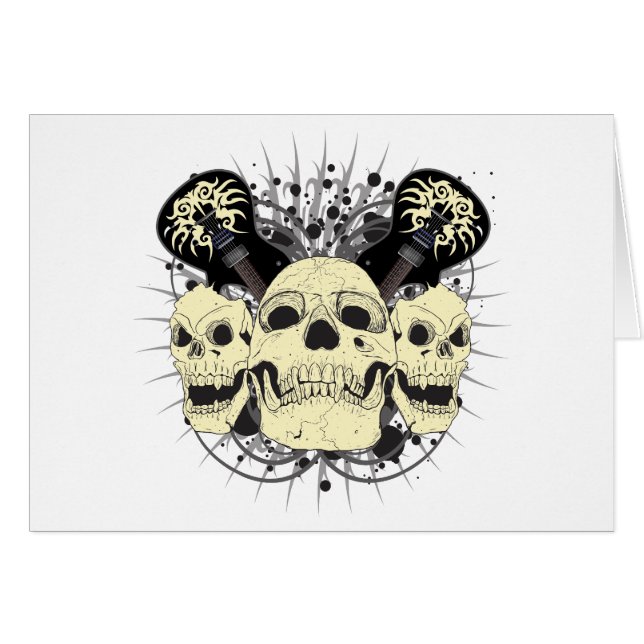 Cartão 3 guitarra do crânio (Frente Horizontal)