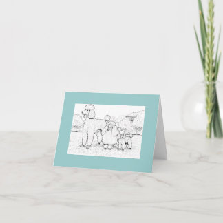 Cartão 3 variedades de caniches Notecard