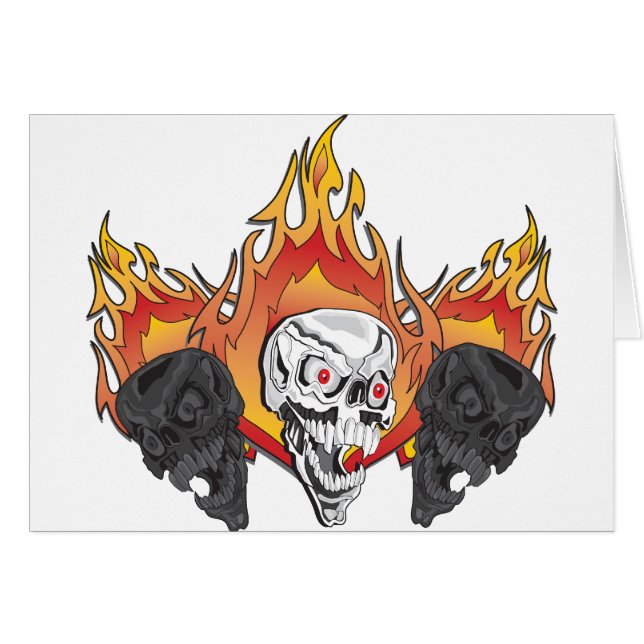 Cartão 3cópia de crânios flamejantes (Frente Horizontal)