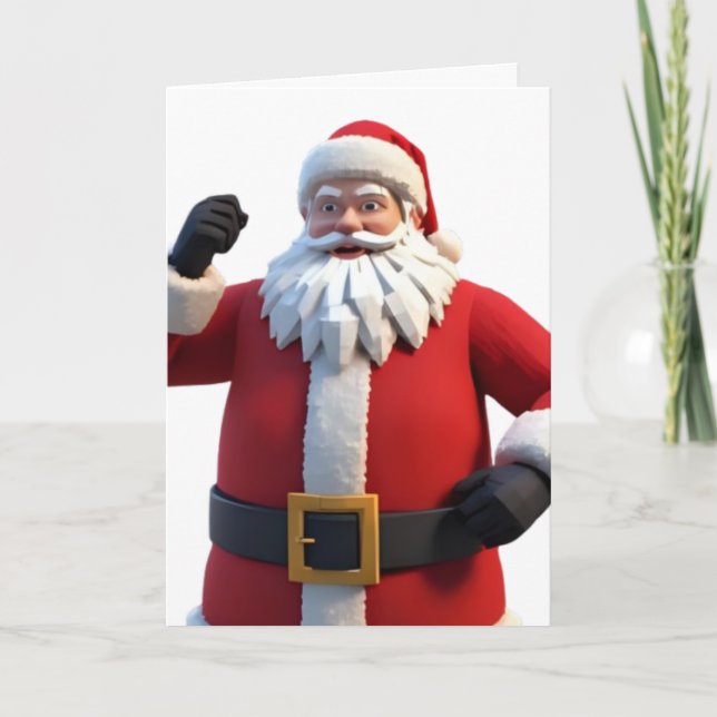 Cartão 3D Santa Claus Christmas Greeting Card – Festive H (Frente)