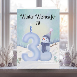 Cartão 3rd Birthday Snowman with Snowy Three