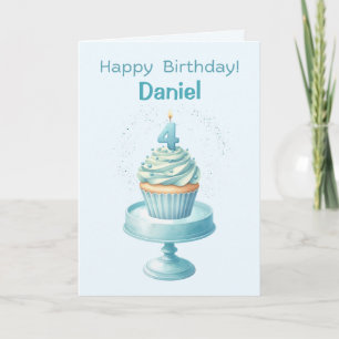 Cartão 4ª Placa de Cupcake de Aniversário Personalizada
