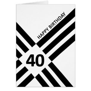 Cartão 40º aniversário de Design de Linha Negra Diagona