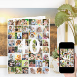 Cartão 40º ou qualquer colagem de fotos de idade<br><div class="desc">Cartão de aniversário grande modelo de foto que você pode personalizar para qualquer idade e somar até 40 fotos diferentes. O exemplo é para um aniversário de 40 anos que você pode editar e você também pode personalizar o dentro de mensagem e registrar o ano no verso. O modelo de...</div>