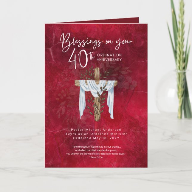 Cartão 40.ª ORDENAÇÃO ANIVERSARY Padre Ministro (Frente)