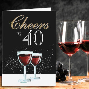 Cartão 40 aniversário de 40 anos de vinho tinto Elegante