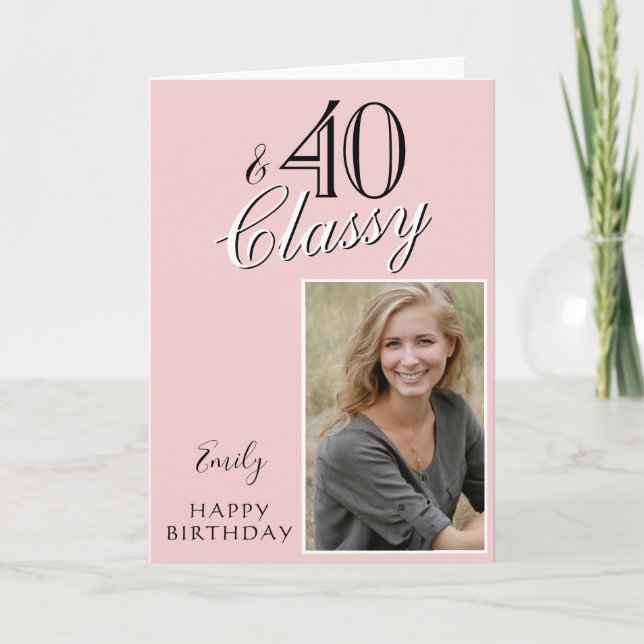 Cartão 40 e Classy Blush aniversário de 40 anos (Frente)