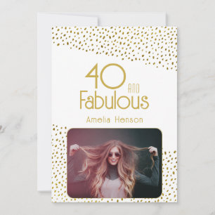 Cartão 40 e Fabuloso Brilho Dourado Foto Aniversário de 4
