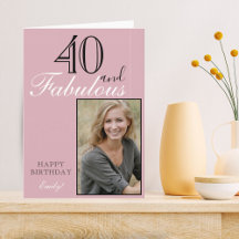 40 e Fabuloso Moderno Elegante Rosa Aniversário Fo