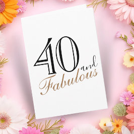 Cartão 40 e Fabuloso Script de Tipografia Moderna de Aniv