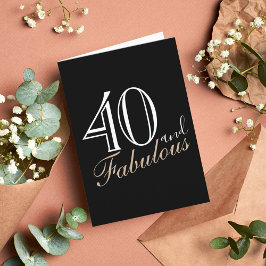 Cartão 40 e Fabulosos Rótulo Moderno Preto Aniversário 40