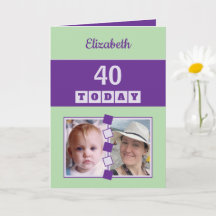 40 hoje Qualquer Idade 2 fotos verde roxo aniversá