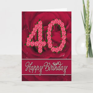Cartão 40th birthday card with roses and leaves