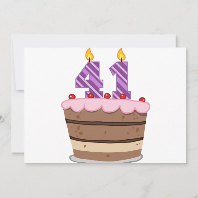 Cartão 41 anos no Bolo de Aniversário (Frente)