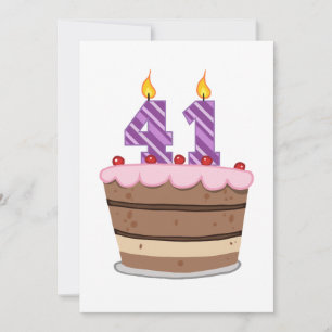 Cartão 41 anos no Bolo de Aniversário