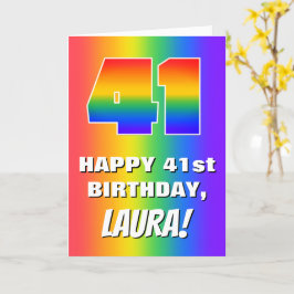 Cartão 41st Birthday: Colorful, Fun Rainbow Pattern # 41