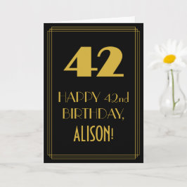 Cartão 42º Aniversário ~ Arte Deco Inspirou "42" & Nome