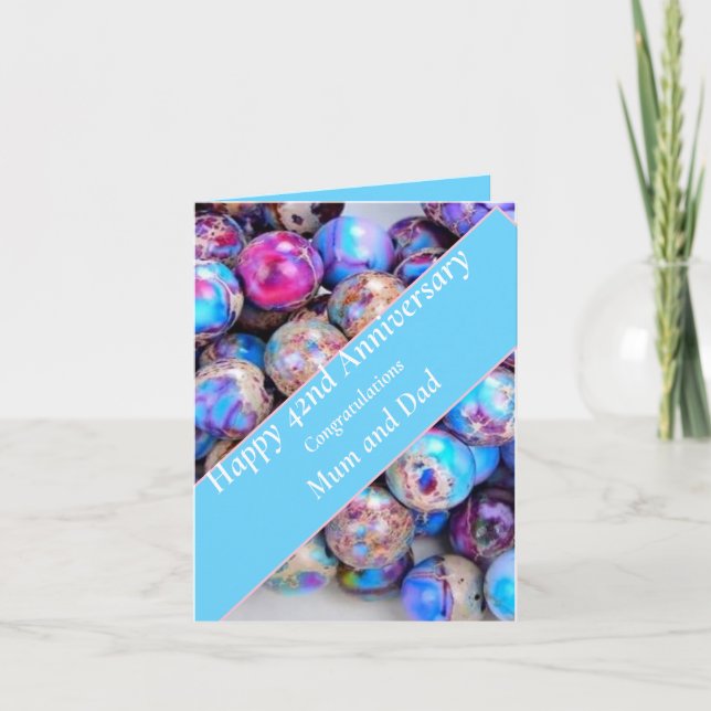 Cartão 42º Aniversário do Casamento Imperial Jasper (Frente)